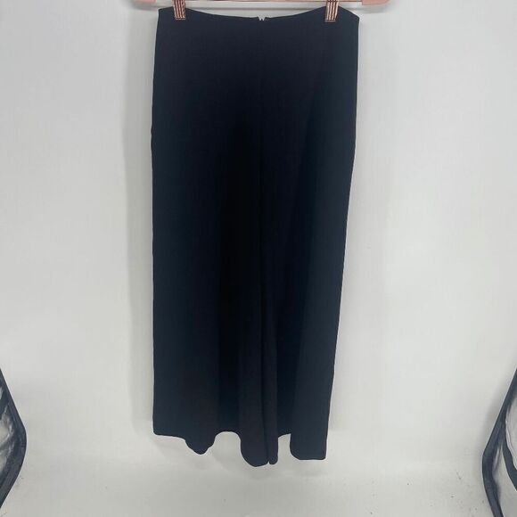 Yigal Azrouel Crepe Womens Jet Black New Wide Leg Trouser Pant 0 - Picture 1 of 8